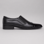 Pantofi barbati negri din piele naturala fara siret cu varf lacuit 818MODN